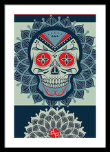 Rubino Rise Skull Reb Blue - Framed Print Framed Print Pixels 16.000" x 24.000" Black White