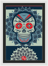 Rubino Rise Skull Reb Blue - Framed Print Framed Print Pixels 24.000" x 36.000" White Black