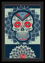 Rubino Rise Skull Reb Blue - Framed Print Framed Print Pixels 20.000" x 30.000" Black Black