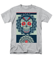Rubino Rise Skull Reb Blue - Men's T-Shirt  (Regular Fit) Men's T-Shirt (Regular Fit) Pixels Heather Small 