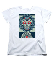 Rubino Rise Skull Reb Blue - Women's T-Shirt (Standard Fit) Women's T-Shirt (Standard Fit) Pixels White Small 
