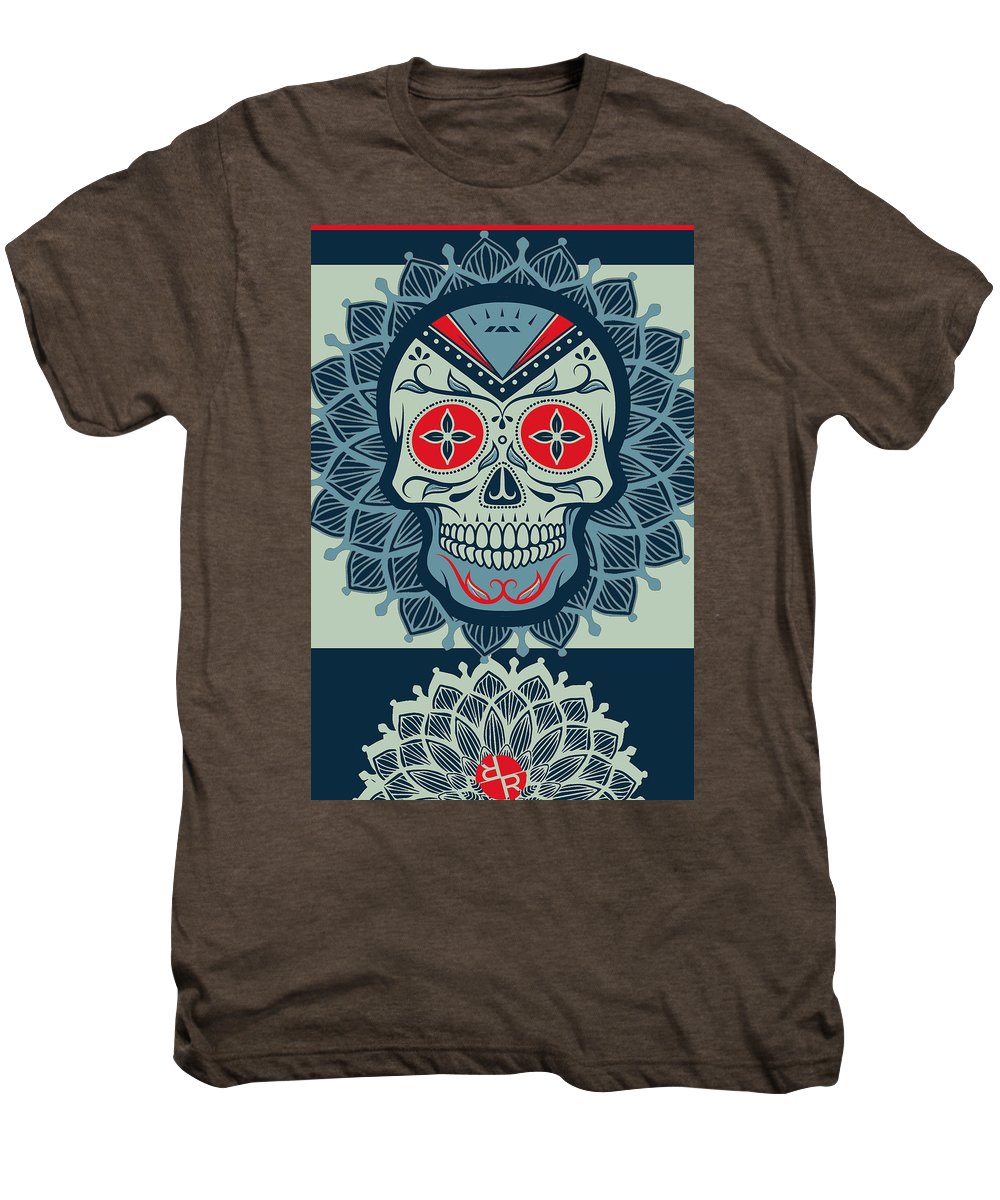 Rubino Rise Skull Reb Blue - Men's Premium T-Shirt Men's Premium T-Shirt Pixels Mocha Heather Small 
