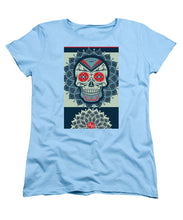 Rubino Rise Skull Reb Blue - Women's T-Shirt (Standard Fit) Women's T-Shirt (Standard Fit) Pixels Light Blue Small 