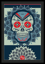 Rubino Rise Skull Reb Blue - Framed Print Framed Print Pixels 24.000" x 36.000" Black Black