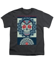 Rubino Rise Skull Reb Blue - Youth T-Shirt Youth T-Shirt Pixels Charcoal Small 