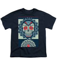 Rubino Rise Skull Reb Blue - Youth T-Shirt Youth T-Shirt Pixels Navy Small 