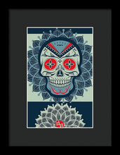 Rubino Rise Skull Reb Blue - Framed Print Framed Print Pixels 6.625" x 10.000" Black Black