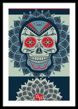 Rubino Rise Skull Reb Blue - Framed Print Framed Print Pixels 20.000" x 30.000" Black White