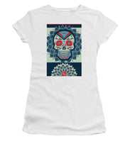 Rubino Rise Skull Reb Blue - Women's T-Shirt (Athletic Fit) Women's T-Shirt (Athletic Fit) Pixels White Small 