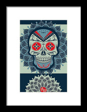 Rubino Rise Skull Reb Blue - Framed Print Framed Print Pixels 6.625" x 10.000" Black White