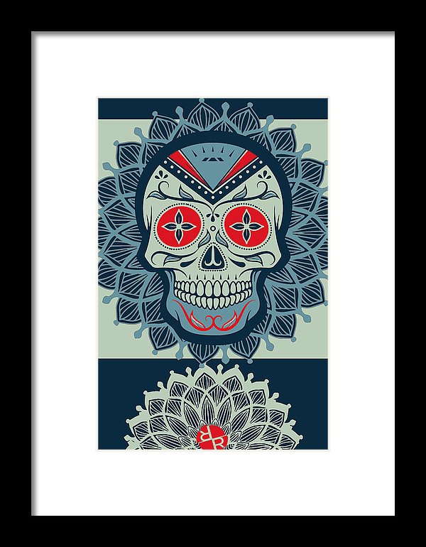 Rubino Rise Skull Reb Blue - Framed Print Framed Print Pixels 6.625