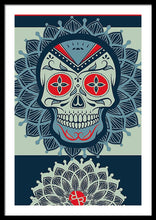 Rubino Rise Skull Reb Blue - Framed Print Framed Print Pixels 24.000" x 36.000" Black White