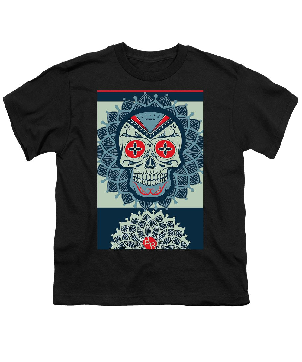 Rubino Rise Skull Reb Blue - Youth T-Shirt Youth T-Shirt Pixels Black Small 