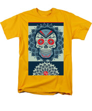 Rubino Rise Skull Reb Blue - Men's T-Shirt  (Regular Fit) Men's T-Shirt (Regular Fit) Pixels Gold Small 