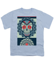 Rubino Rise Skull Reb Blue - Youth T-Shirt Youth T-Shirt Pixels Light Blue Small 