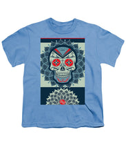Rubino Rise Skull Reb Blue - Youth T-Shirt Youth T-Shirt Pixels Carolina Blue Small 