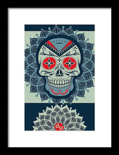 Rubino Rise Skull Reb Blue - Framed Print Framed Print Pixels 8.000" x 12.000" Black White