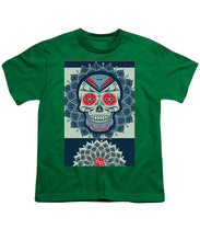 Rubino Rise Skull Reb Blue - Youth T-Shirt Youth T-Shirt Pixels Kelly Green Small 