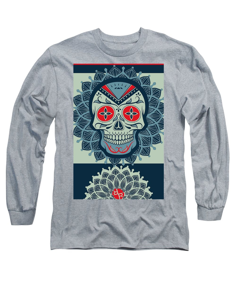 Rubino Rise Skull Reb Blue - Long Sleeve T-Shirt Long Sleeve T-Shirt Pixels Heather Small 