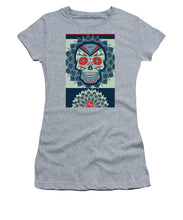 Rubino Rise Skull Reb Blue - Women's T-Shirt (Athletic Fit) Women's T-Shirt (Athletic Fit) Pixels Heather Small 