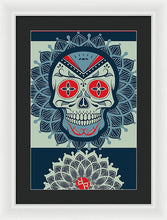 Rubino Rise Skull Reb Blue - Framed Print Framed Print Pixels 13.375" x 20.000" White Black