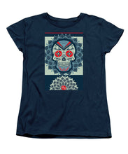 Rubino Rise Skull Reb Blue - Women's T-Shirt (Standard Fit) Women's T-Shirt (Standard Fit) Pixels Navy Small 