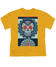 Rubino Rise Skull Reb Blue - Youth T-Shirt Youth T-Shirt Pixels Gold Small 
