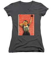 Rubino Rise Woman - Women's V-Neck (Athletic Fit) Women's V-Neck (Athletic Fit) Pixels Charcoal Small 