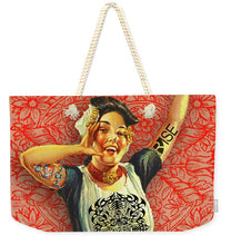 Rubino Rise Woman - Weekender Tote Bag Weekender Tote Bag Pixels 24" x 16" Natural 