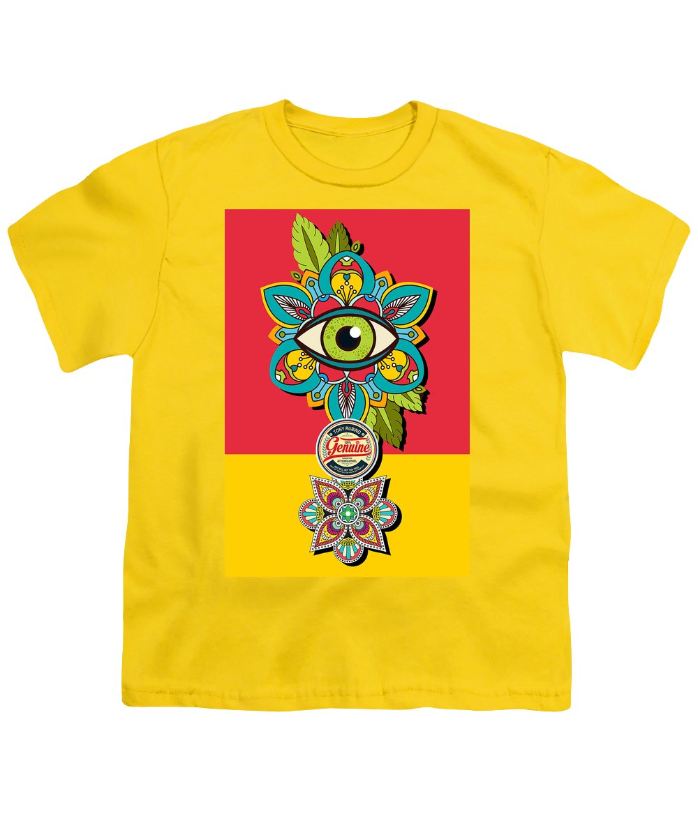 Rubino Sees - Youth T-Shirt Youth T-Shirt Pixels Yellow Small 