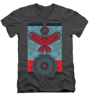 Rubino Spirit Owl - Men's V-Neck T-Shirt Men's V-Neck T-Shirt Pixels Charcoal Small 