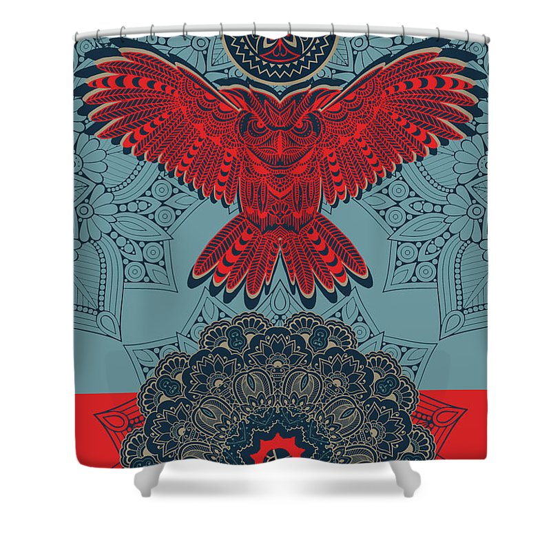 Rubino Spirit Owl - Shower Curtain Shower Curtain Pixels 71