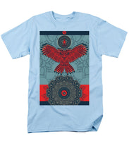 Rubino Spirit Owl - Men's T-Shirt  (Regular Fit) Men's T-Shirt (Regular Fit) Pixels Light Blue Small 