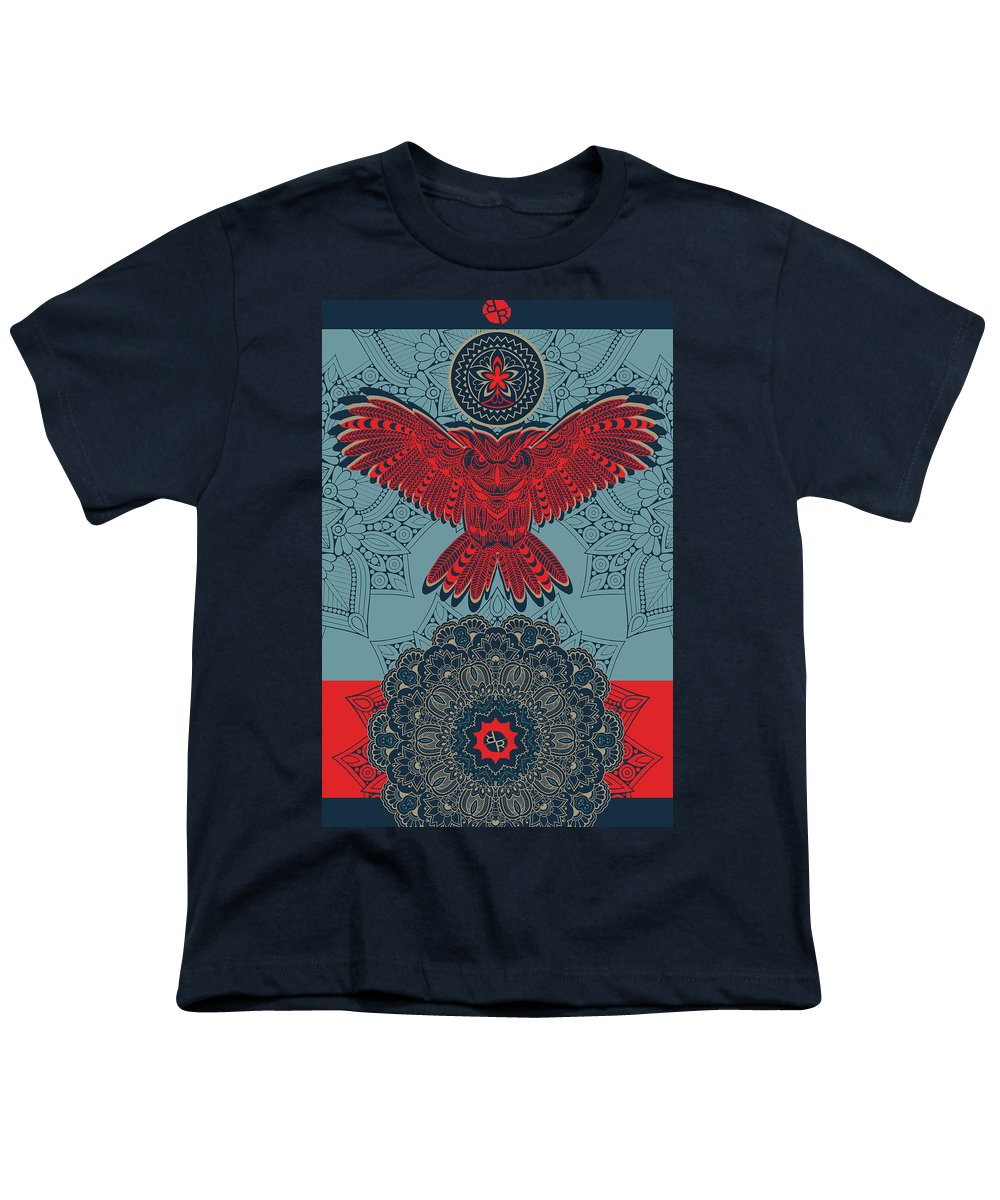 Rubino Spirit Owl - Youth T-Shirt Youth T-Shirt Pixels Navy Small 