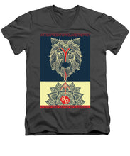 Rubino Spirit Wolf - Men's V-Neck T-Shirt Men's V-Neck T-Shirt Pixels Charcoal Small 