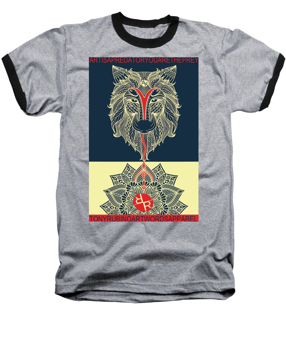 Rubino Spirit Wolf - Baseball T-Shirt Baseball T-Shirt Pixels Heather / Black Small 