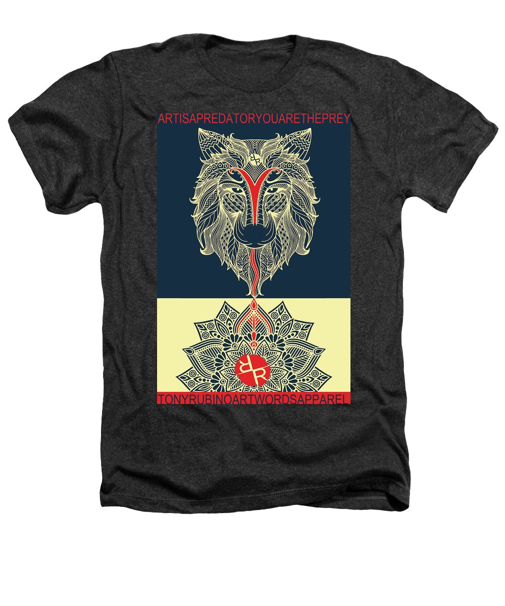 Rubino Spirit Wolf - Heathers T-Shirt Heathers T-Shirt Pixels Charcoal Small 
