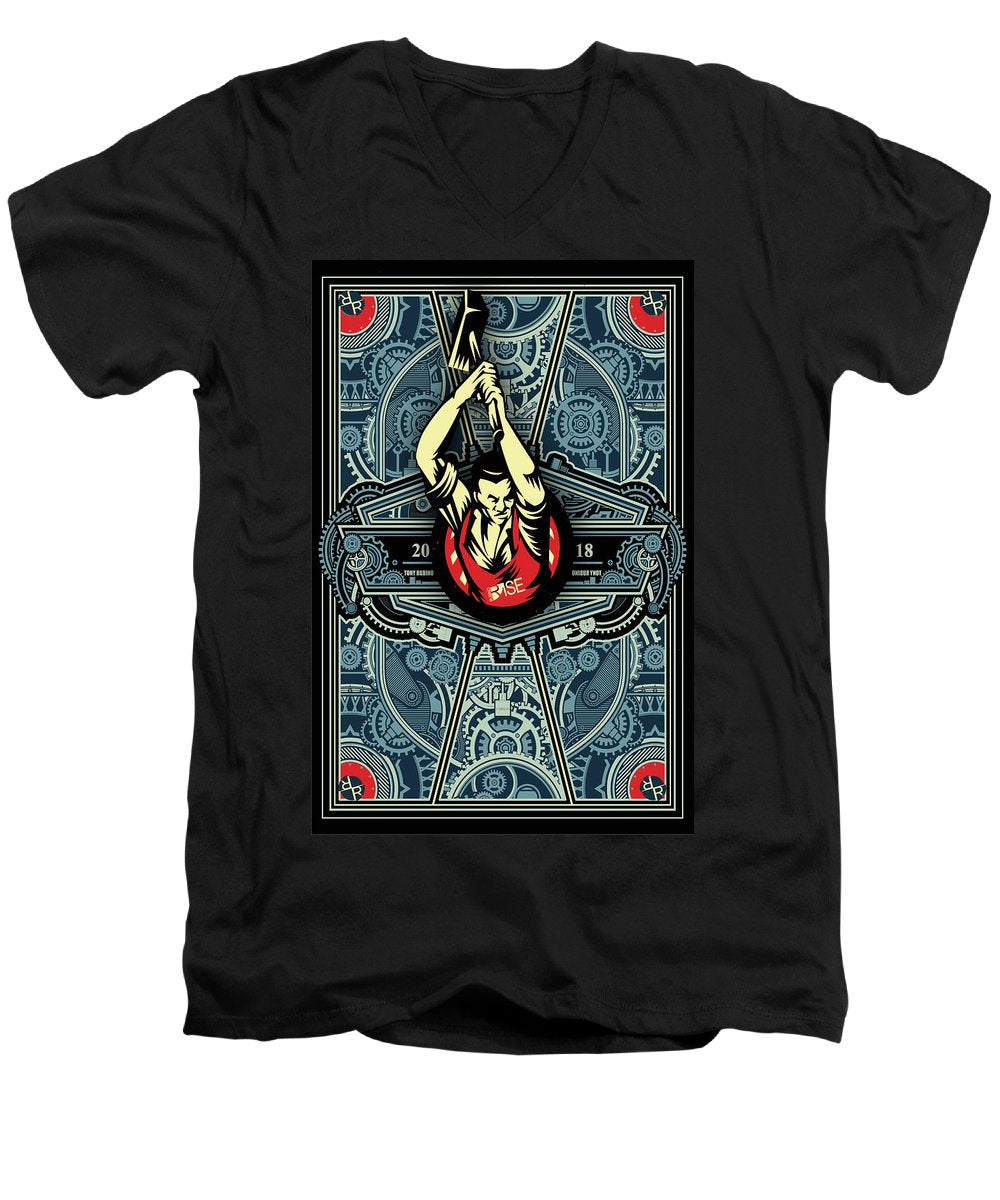 Rubino Steampunk Rise - Men's V-Neck T-Shirt Men's V-Neck T-Shirt Pixels Black Small 