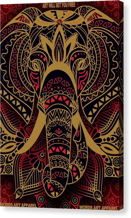 Rubino Zen Elephant Red - Canvas Print Canvas Print Pixels 6.625