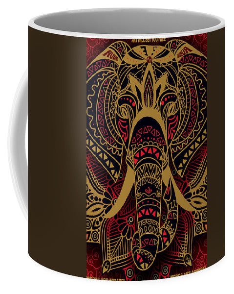 Rubino Zen Elephant Red - Mug Mug Pixels Small (11 oz.)  