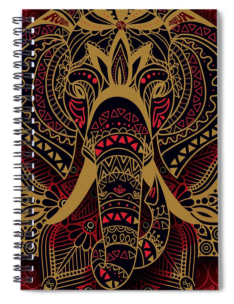 Rubino Zen Elephant Red - Spiral Notebook Spiral Notebook Pixels 6