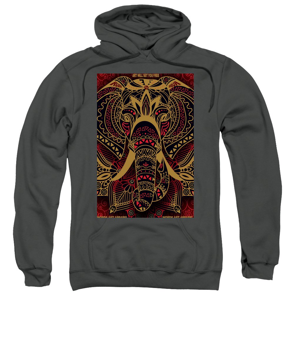 Rubino Zen Elephant Red - Sweatshirt Sweatshirt Pixels Charcoal Small 