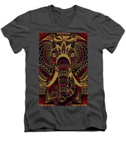 Rubino Zen Elephant Red - Men's V-Neck T-Shirt Men's V-Neck T-Shirt Pixels Charcoal Small 
