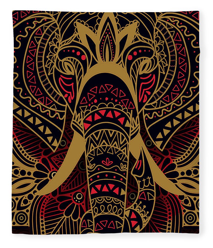 Rubino Zen Elephant Red - Blanket Blanket Pixels 50