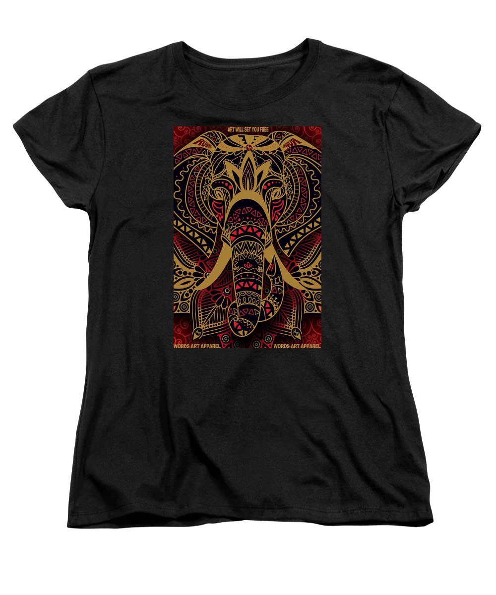 Rubino Zen Elephant Red - Women's T-Shirt (Standard Fit) Women's T-Shirt (Standard Fit) Pixels Black Small 