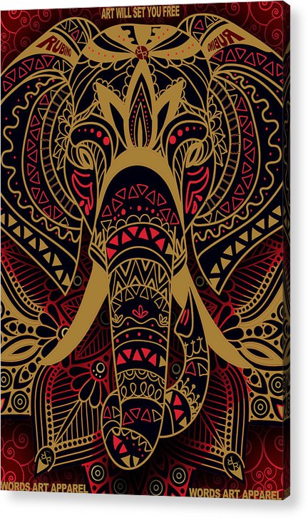 Rubino Zen Elephant Red - Acrylic Print Acrylic Print Pixels 6.625