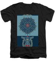 Rubino Zen Flower - Men's V-Neck T-Shirt Men's V-Neck T-Shirt Pixels Black Small 