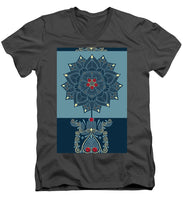 Rubino Zen Flower - Men's V-Neck T-Shirt Men's V-Neck T-Shirt Pixels Charcoal Small 