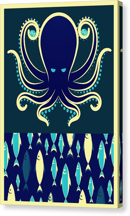 Rubino Zen Octopus Blue - Canvas Print Canvas Print Pixels 6.625