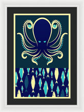 Rubino Zen Octopus Blue - Framed Print Framed Print Pixels 16.000" x 24.000" White Black